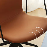 Modern Low-Back Leather Brown Office Chair with Casters Image - 9