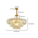 Modern Luxury 3-Tier Gold Pearl Crystal Leaf Chandelier #size