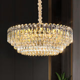 Modern Luxury 5 Tiers Gold Crystal Pendant Chandelier Image - 3