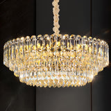 Modern Luxury 5 Tiers Gold Crystal Pendant Chandelier Image - 4