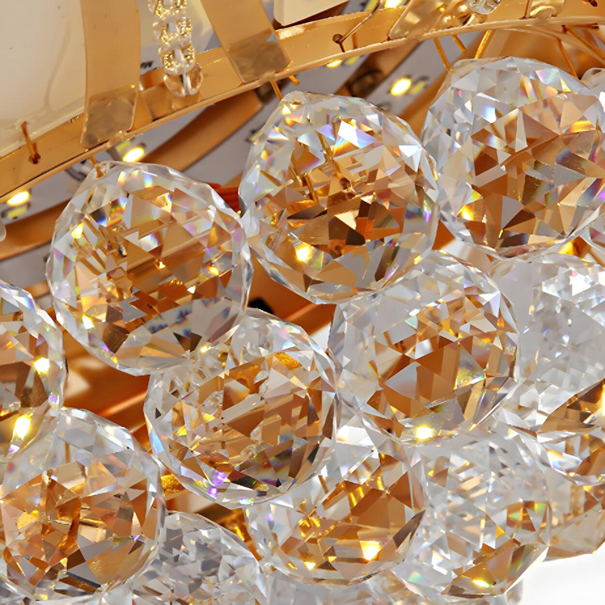 Modern Luxury Crystal Gold Bowl Ceiling Fan with Light Image - 9