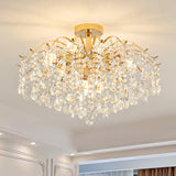  Modern Luxury Crystal Semi-Flush Mount Lamp Living Room Image - 13