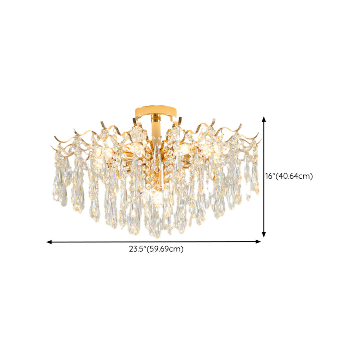  Modern Luxury Crystal Semi-Flush Mount Lamp Living Room Image - 19