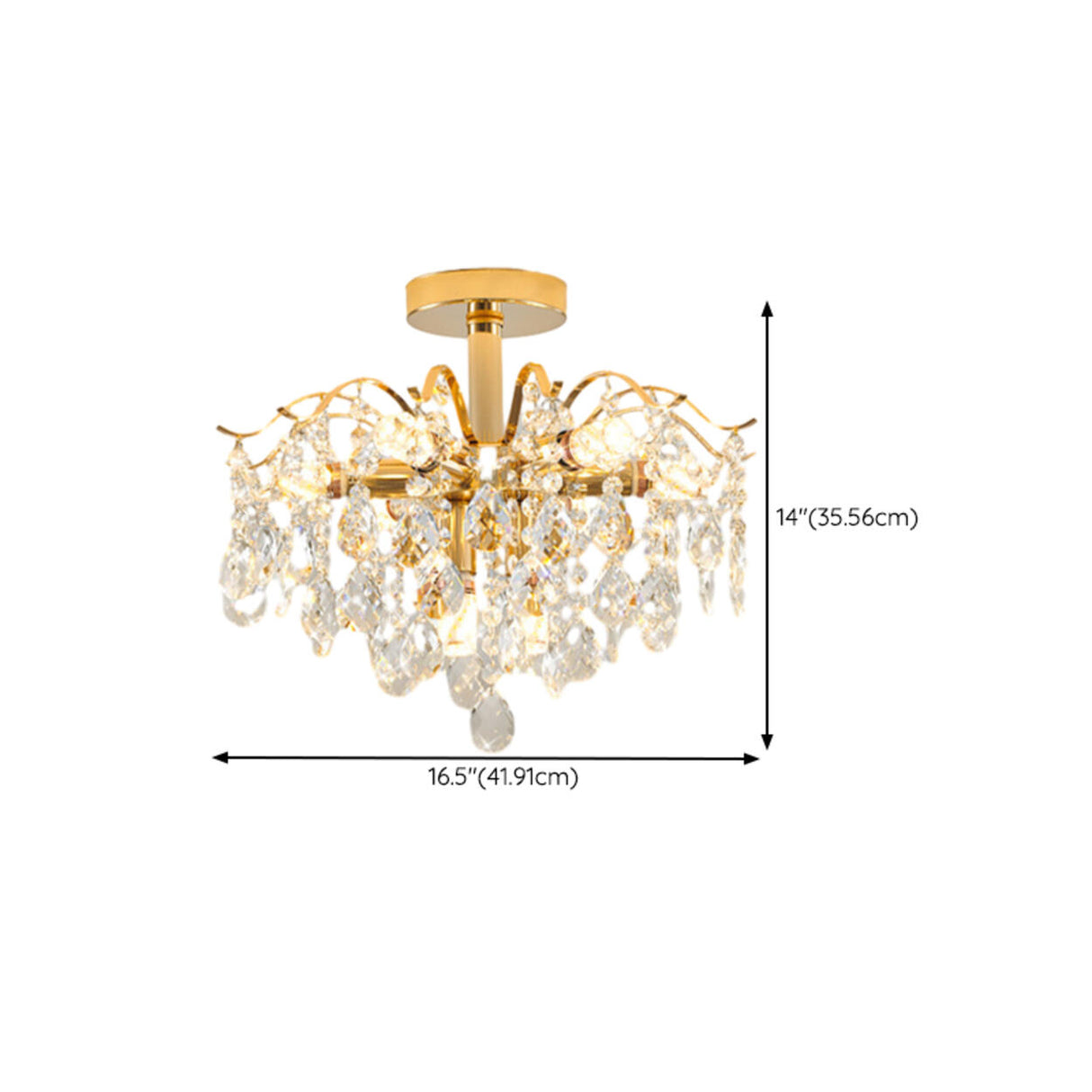  Modern Luxury Crystal Semi-Flush Mount Lamp Living Room Image - 21