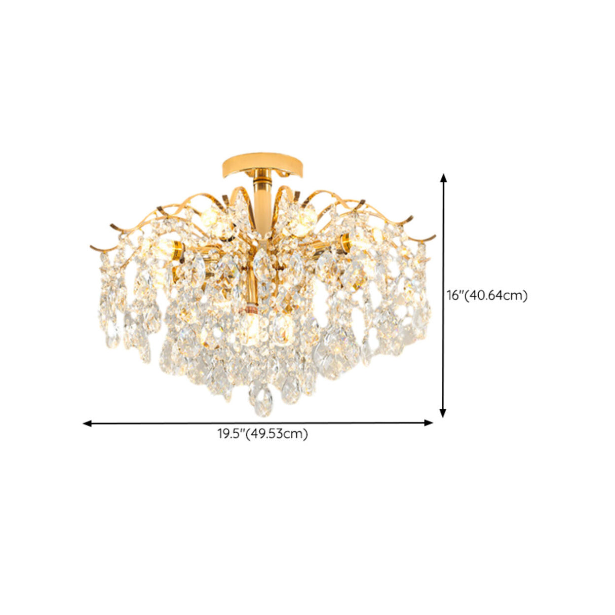  Modern Luxury Crystal Semi-Flush Mount Lamp Living Room Image - 22