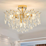  Modern Luxury Crystal Semi-Flush Mount Lamp Living Room Image - 3