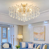  Modern Luxury Crystal Semi-Flush Mount Lamp Living Room Image - 4