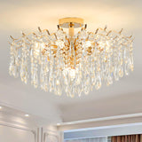  Modern Luxury Crystal Semi-Flush Mount Lamp Living Room Image - 5