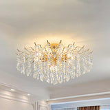  Modern Luxury Crystal Semi-Flush Mount Lamp Living Room Image - 7