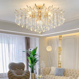  Modern Luxury Crystal Semi-Flush Mount Lamp Living Room Image - 8