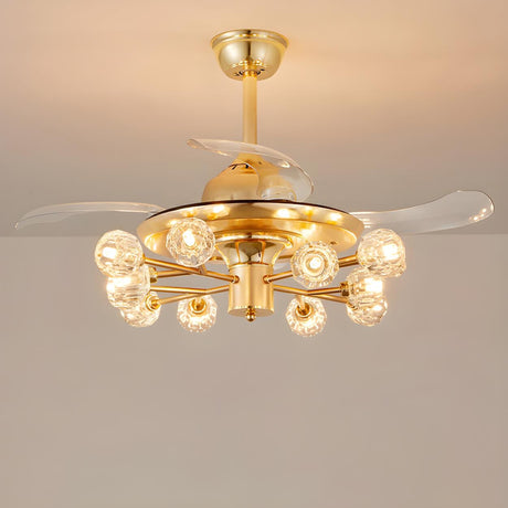 Modern Luxury Crystal Sputnik Chandelier Fan with Light Image - 2