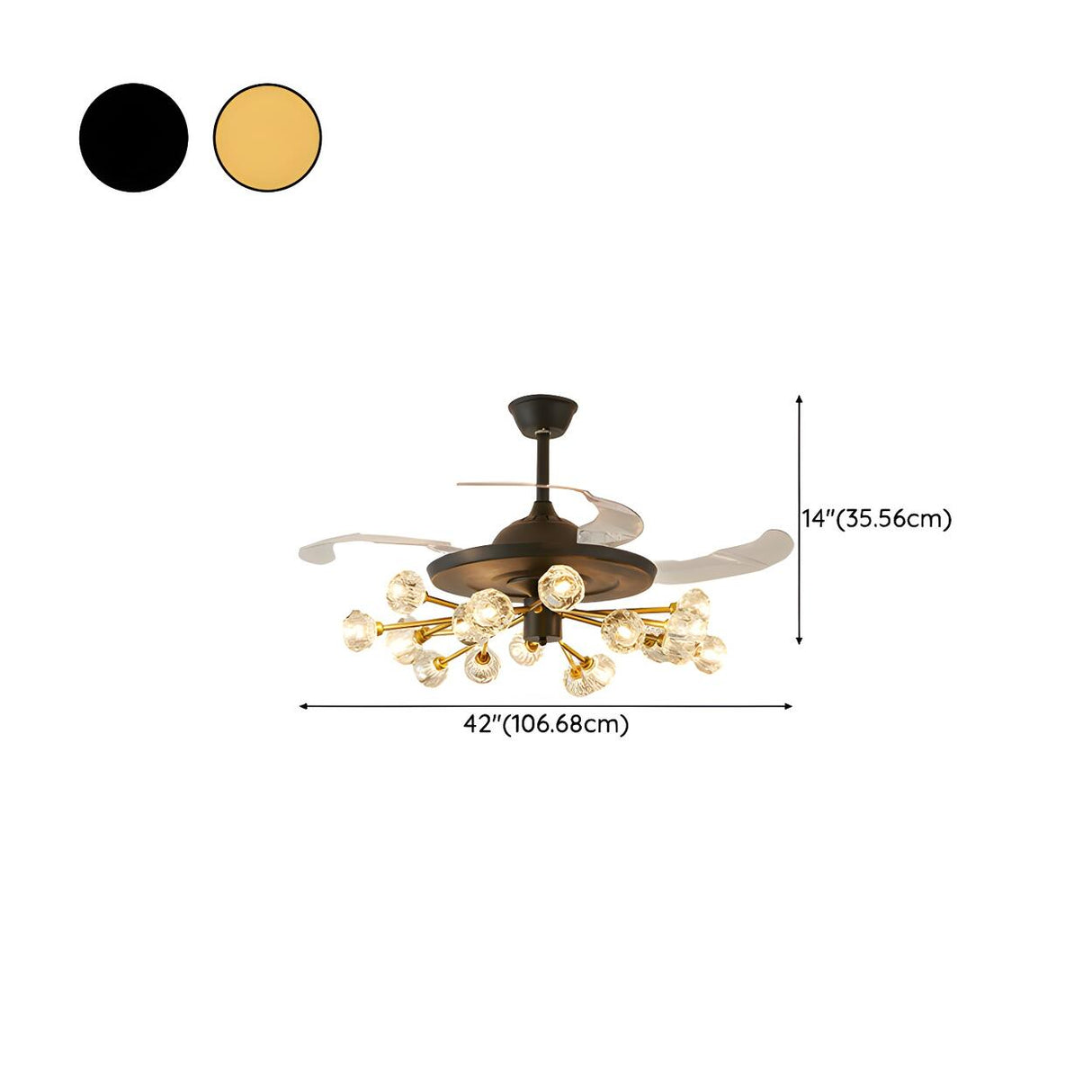 Modern Luxury Crystal Sputnik Chandelier Fan with Light Image - 22