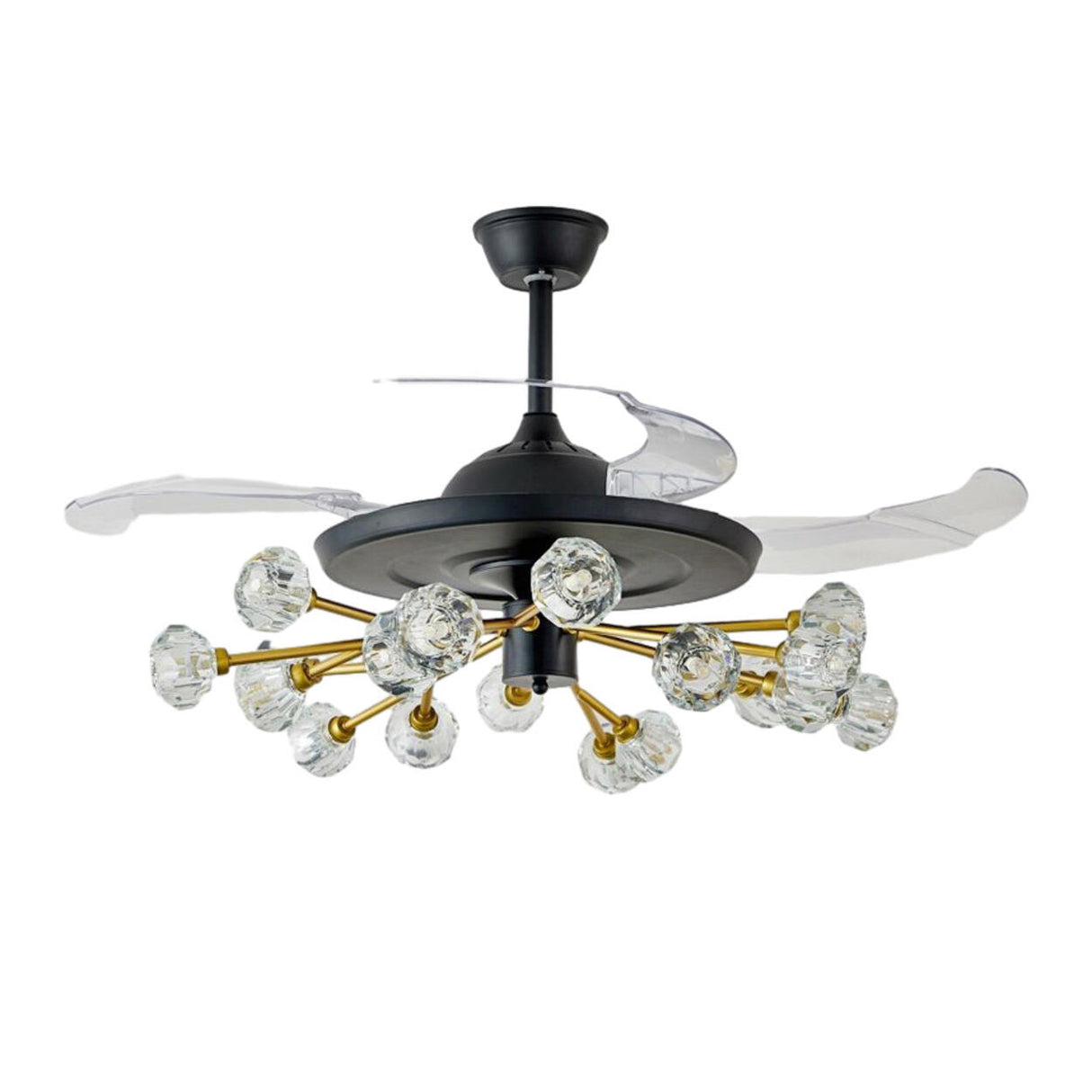 Modern Luxury Crystal Sputnik Chandelier Fan with Light Image - 6