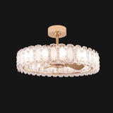 Modern Luxury Drum Crystal Chandelier Ceiling Fan Light Image - 12