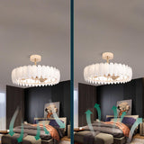 Modern Luxury Drum Crystal Chandelier Ceiling Fan Light Image - 18