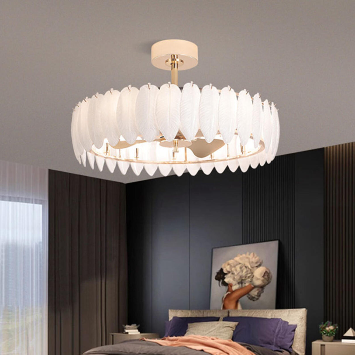 Modern Luxury Drum Crystal Chandelier Ceiling Fan Light Image - 19