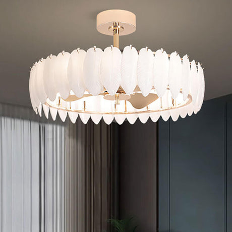 Modern Luxury Drum Crystal Chandelier Ceiling Fan Light Image - 2