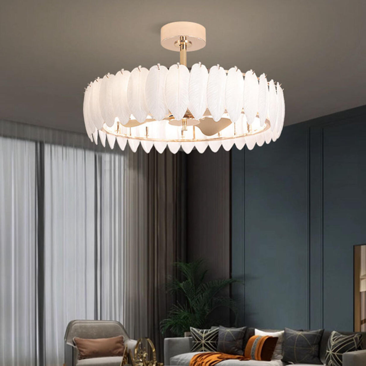 Modern Luxury Drum Crystal Chandelier Ceiling Fan Light Image - 20