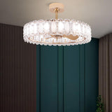 Modern Luxury Drum Crystal Chandelier Ceiling Fan Light Image - 22