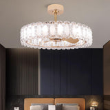 Modern Luxury Drum Crystal Chandelier Ceiling Fan Light Image - 23