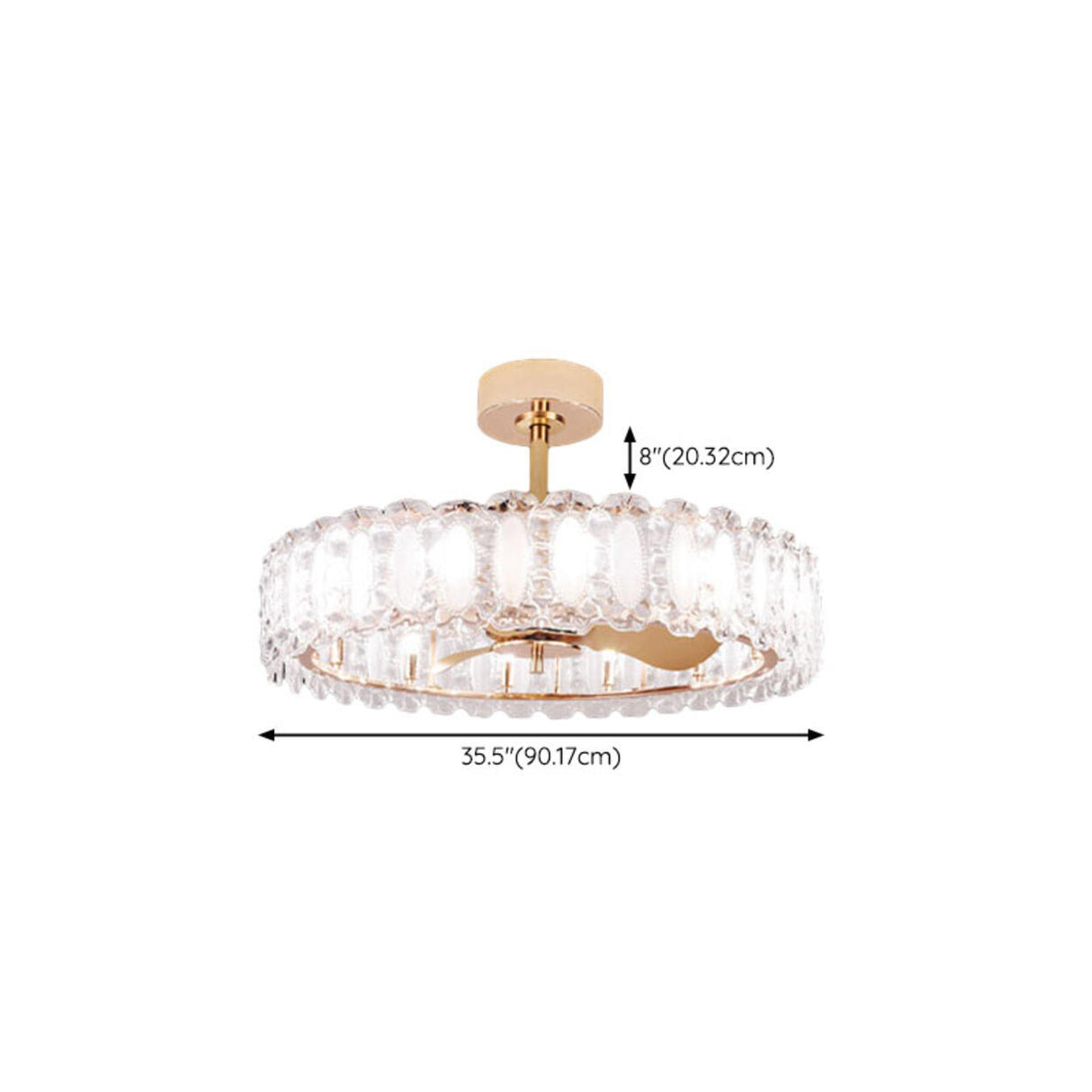 Modern Luxury Drum Crystal Chandelier Ceiling Fan Light Image - 27