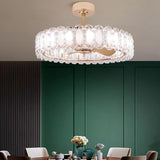 Modern Luxury Drum Crystal Chandelier Ceiling Fan Light Image - 4