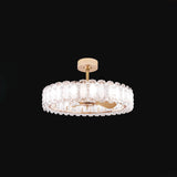 Modern Luxury Drum Crystal Chandelier Ceiling Fan Light Image - 7