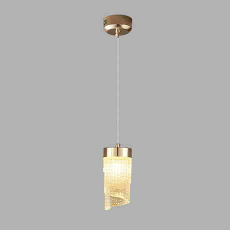 Modern Luxury Gold Geometric Acrylic Bedroom Pendant Light Image - 2