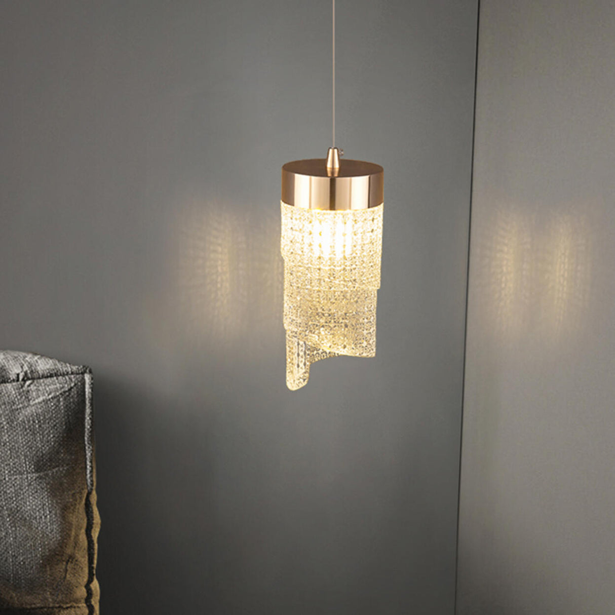 Modern Luxury Gold Geometric Acrylic Bedroom Pendant Light Image - 5