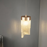 Modern Luxury Gold Geometric Acrylic Bedroom Pendant Light Image - 6