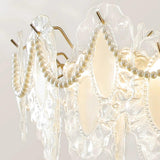 Modern Luxury Lace Ring White Glass LED Chandelier Image - 12