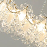 Modern Luxury Lace Ring White Glass LED Chandelier Image - 14