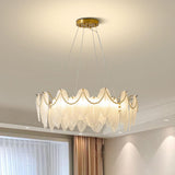 Modern Luxury Lace Ring White Glass LED Chandelier Image - 16