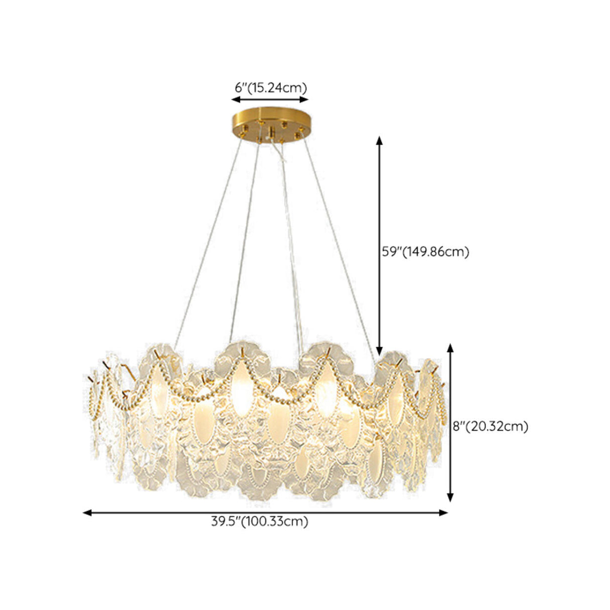 Modern Luxury Lace Ring White Glass LED Chandelier Image - 33