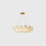 Modern Luxury Lace Ring White Glass LED Chandelier Image - 4