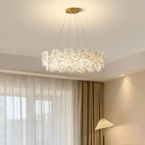 Modern Luxury Lace Ring White Glass LED Chandelier Image - 7