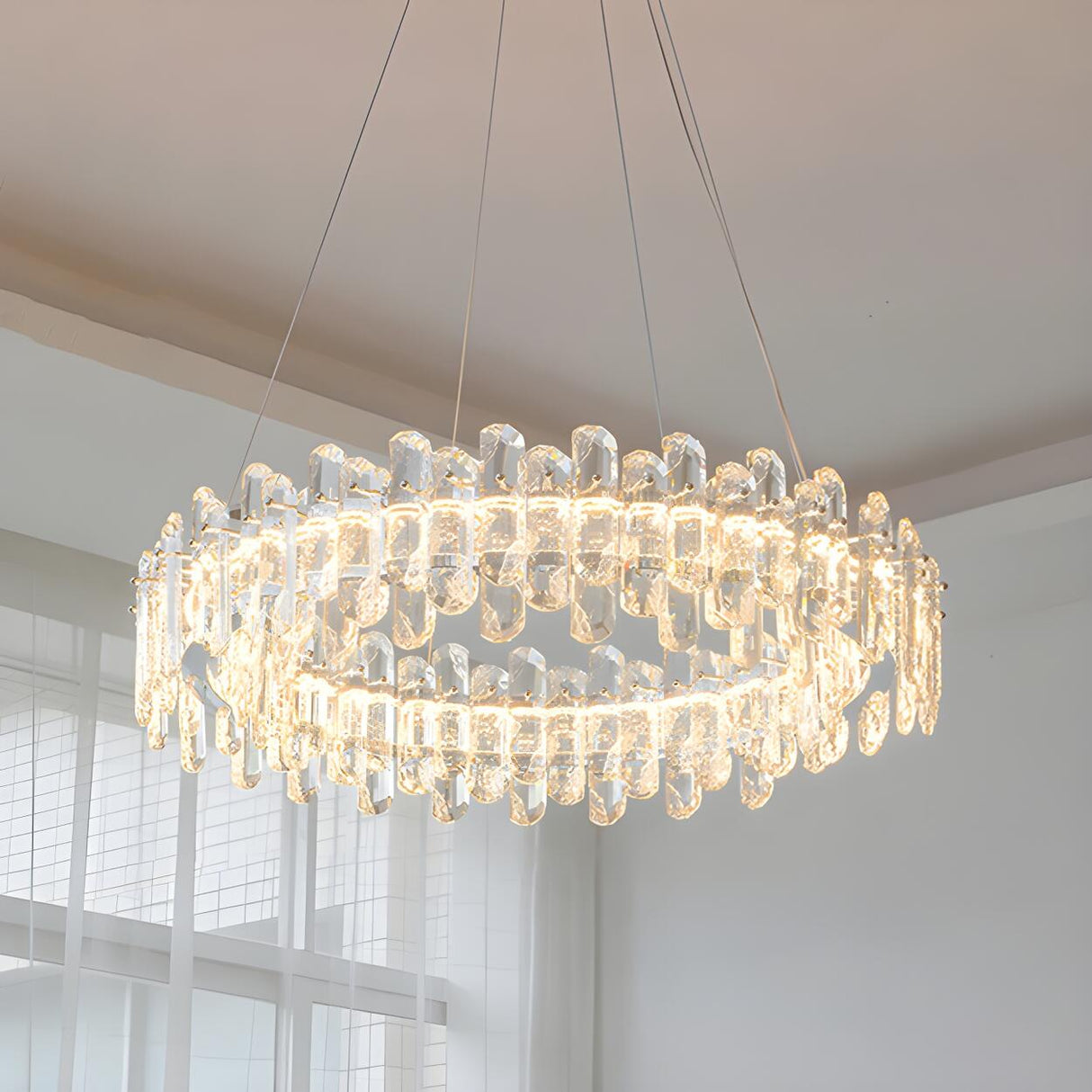 Modern Luxury LED Circular Clear Crystal Chandelier Image - 11