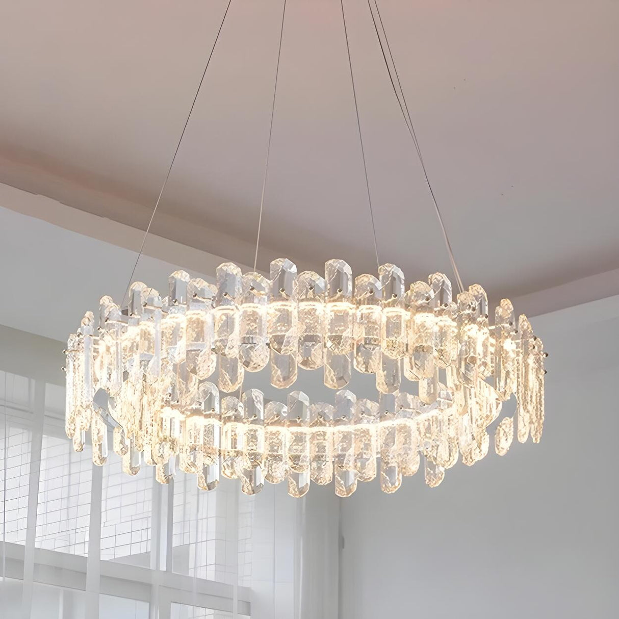 Modern Luxury LED Circular Clear Crystal Chandelier Image - 12