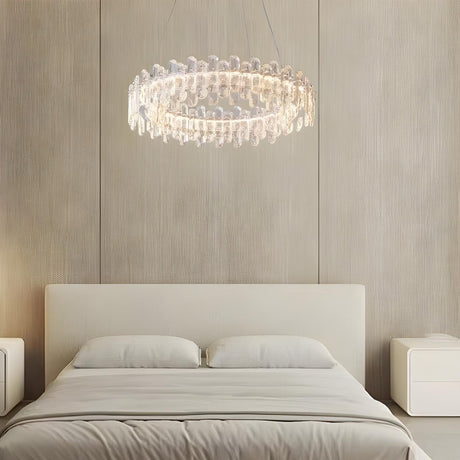 Modern Luxury LED Circular Clear Crystal Chandelier Image - 2