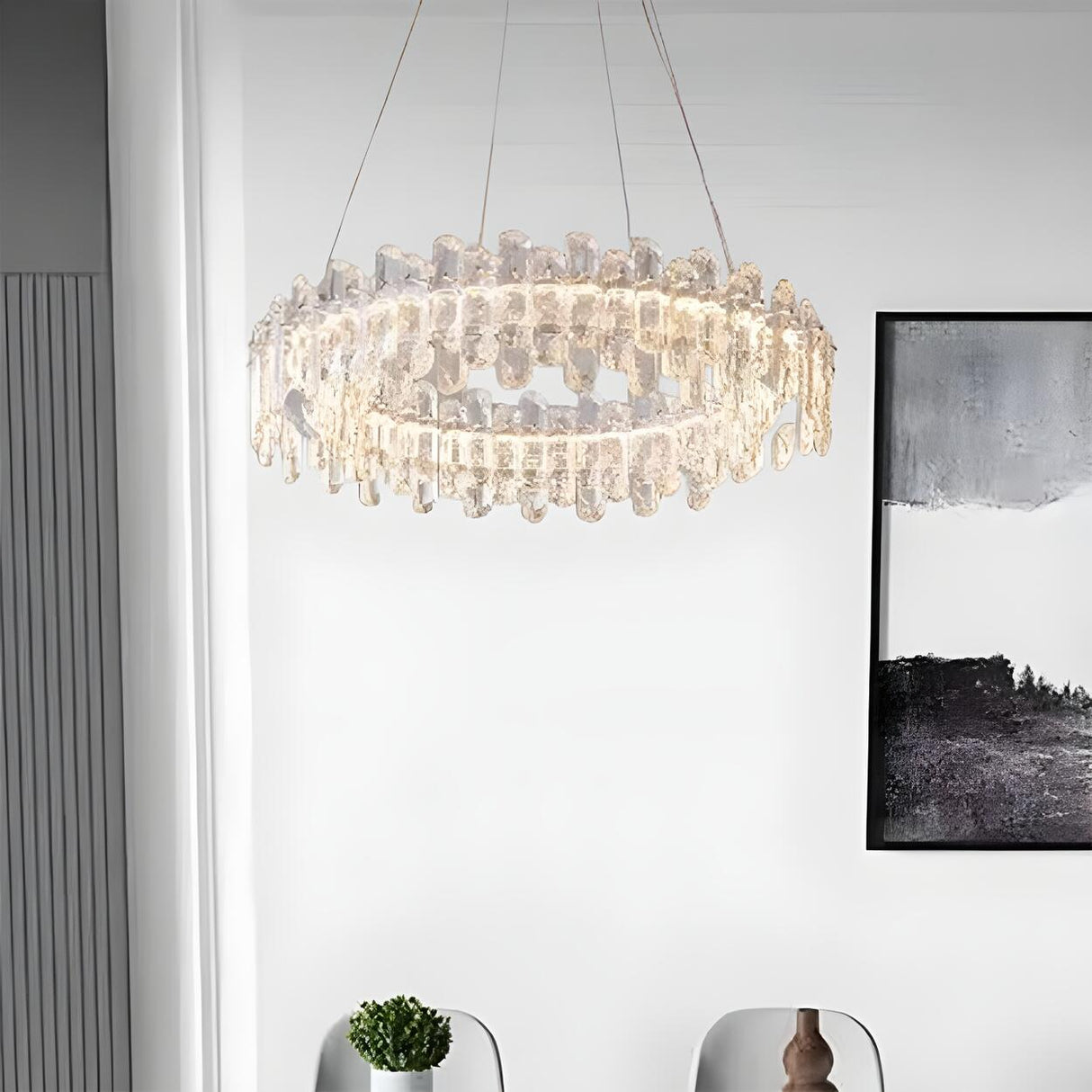 Modern Luxury LED Circular Clear Crystal Chandelier Image - 3