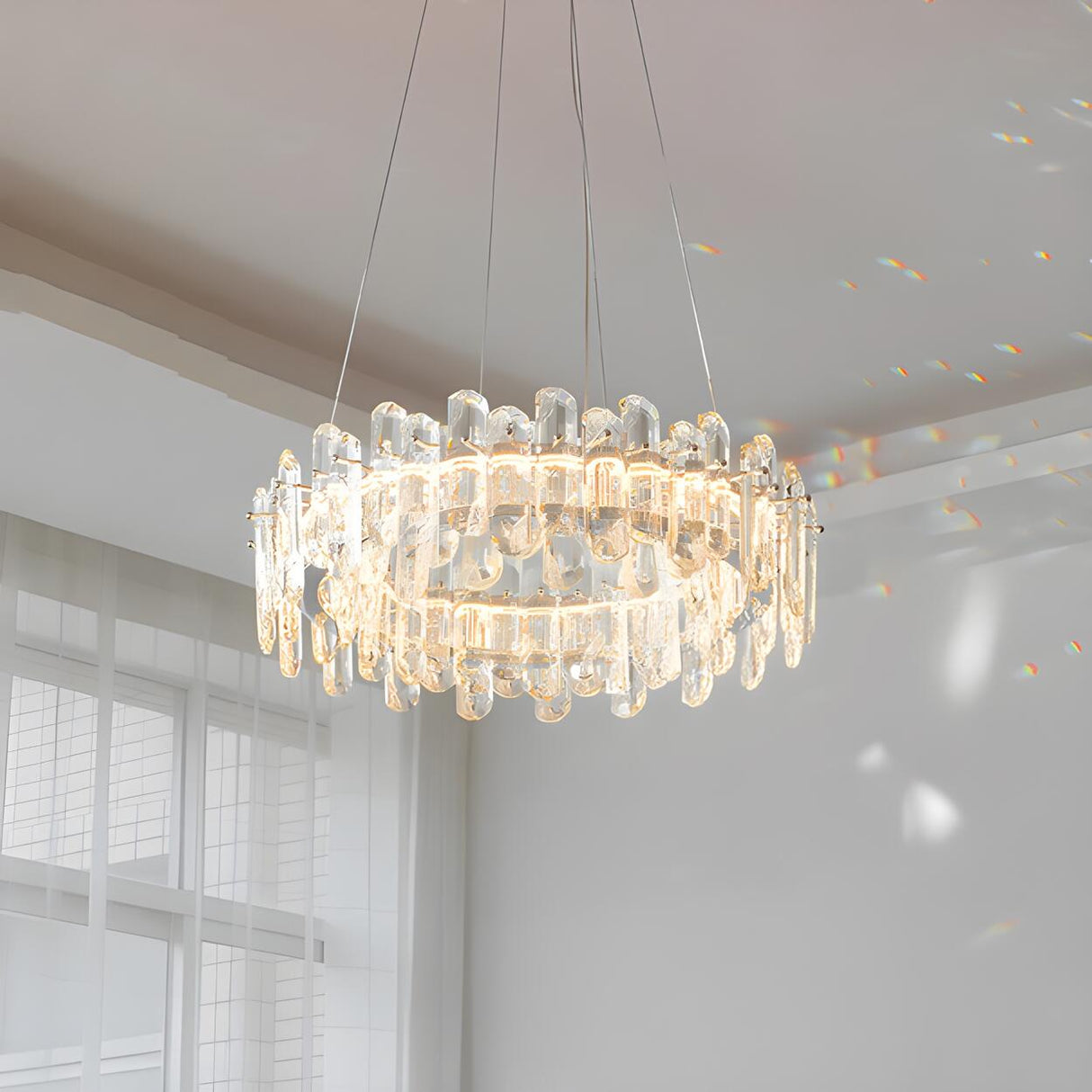 Modern Luxury LED Circular Clear Crystal Chandelier Image - 4