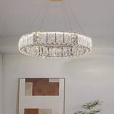 Modern Luxury Ring Crystal Gold 2 Tiers Chandelier Image - 12