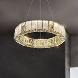 Modern Luxury Ring Crystal Gold 2 Tiers Chandelier Image - 13