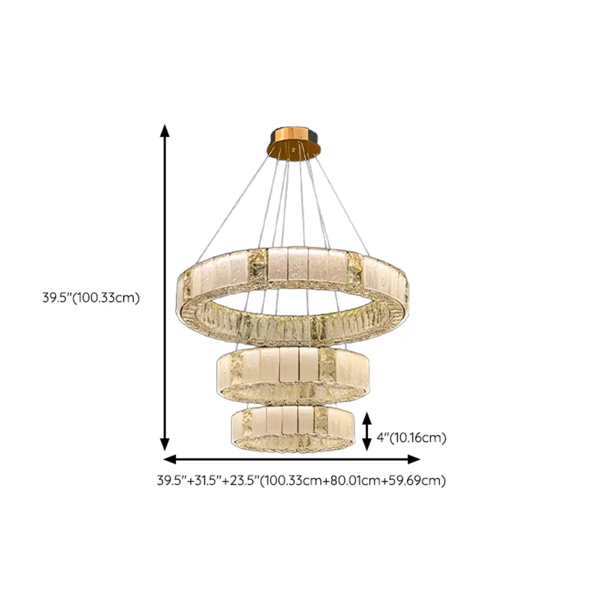 Modern Luxury Ring Crystal Gold 2 Tiers Chandelier Image - 19