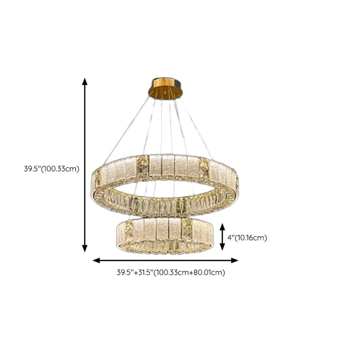 Modern Luxury Ring Crystal Gold 2 Tiers Chandelier Image - 20