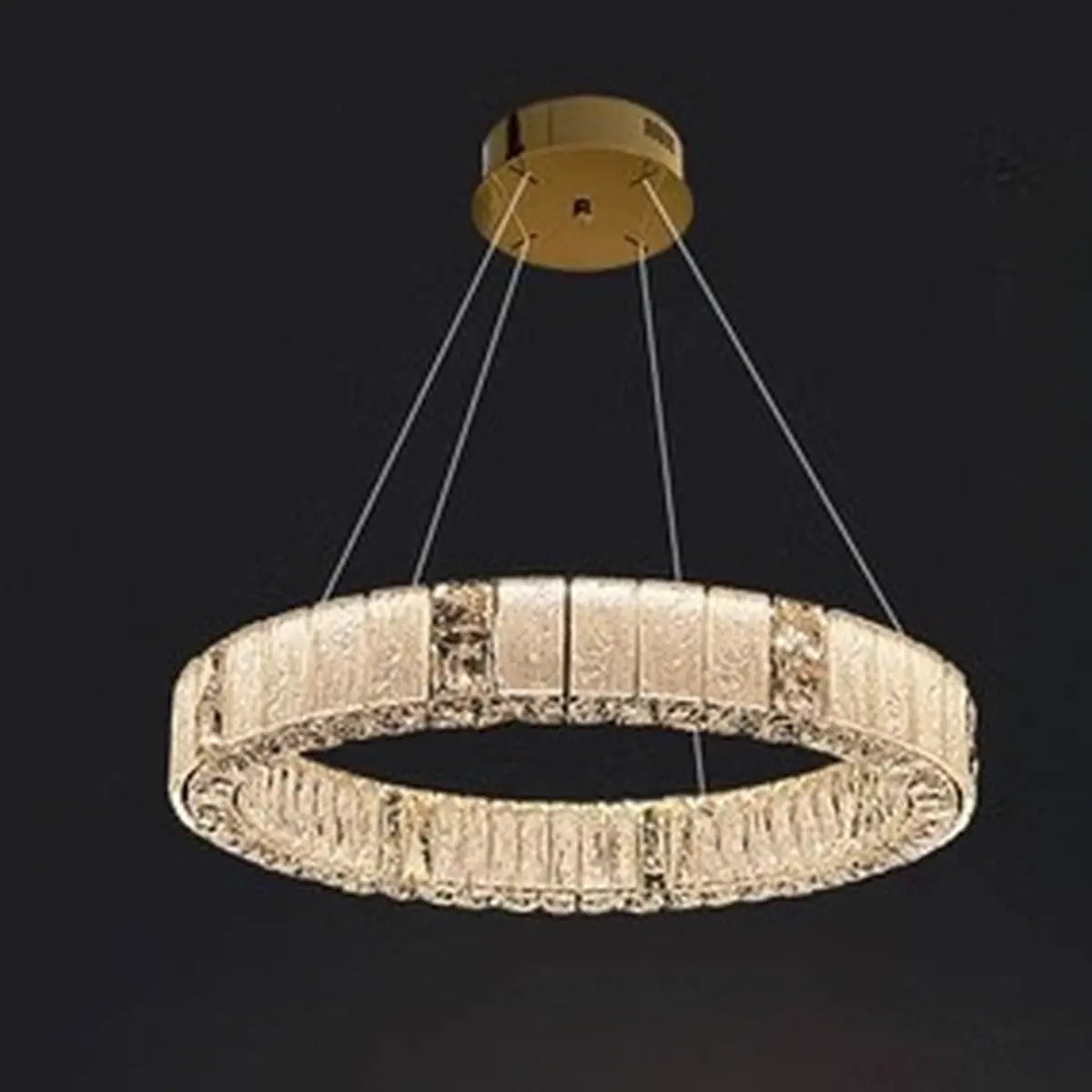 Modern Luxury Ring Crystal Gold 2 Tiers Chandelier Image - 7