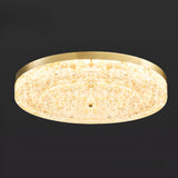 Modern Luxury Round Gold Crystal LED Flush Mount Light Image - 10