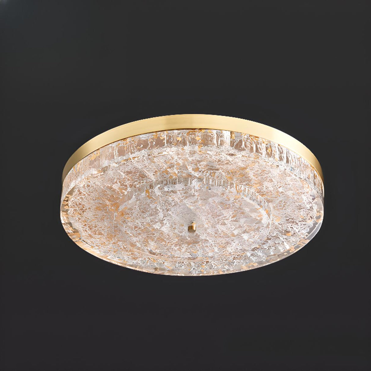 Modern Luxury Round Gold Crystal LED Flush Mount Light Image - 12