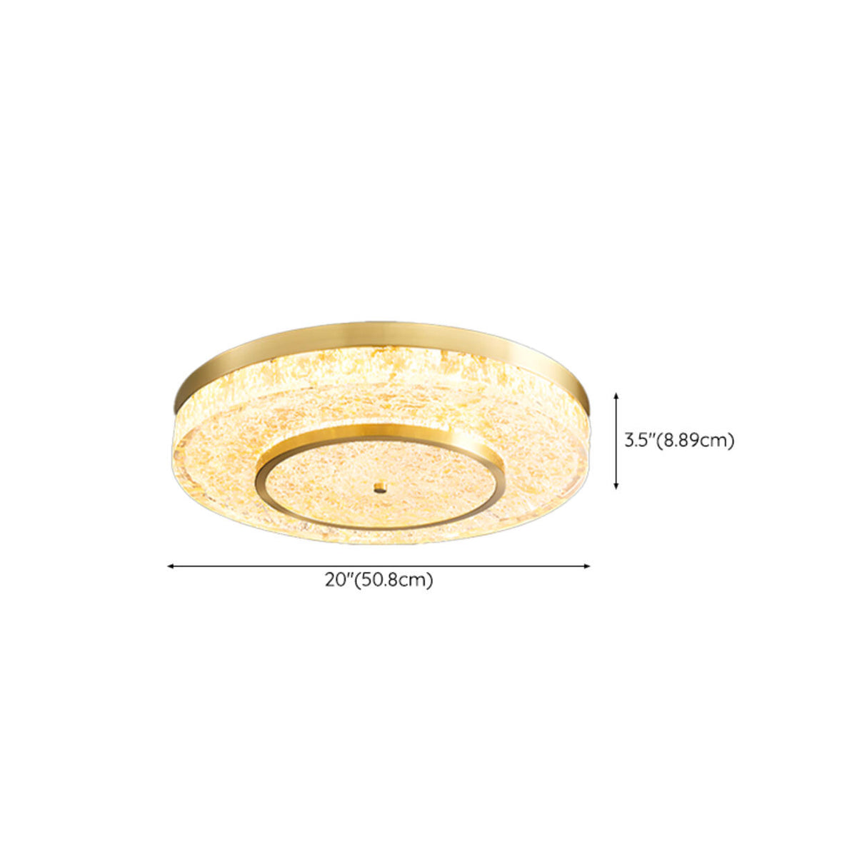 Modern Luxury Round Gold Crystal LED Flush Mount Light 