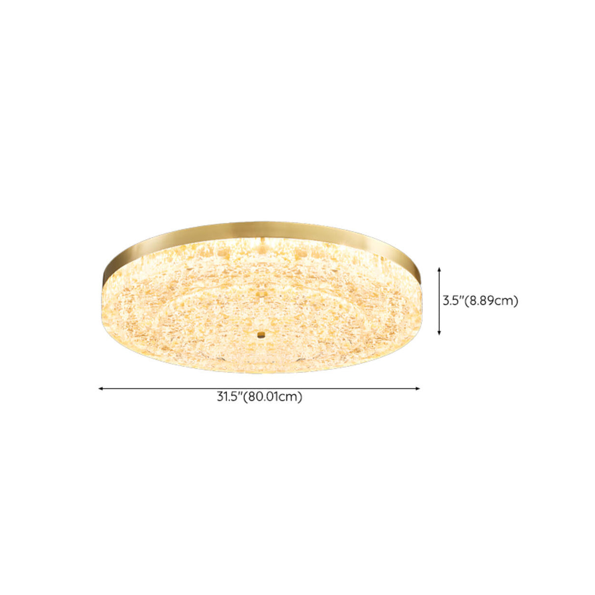 Modern Luxury Round Gold Crystal LED Flush Mount Light Image - 24